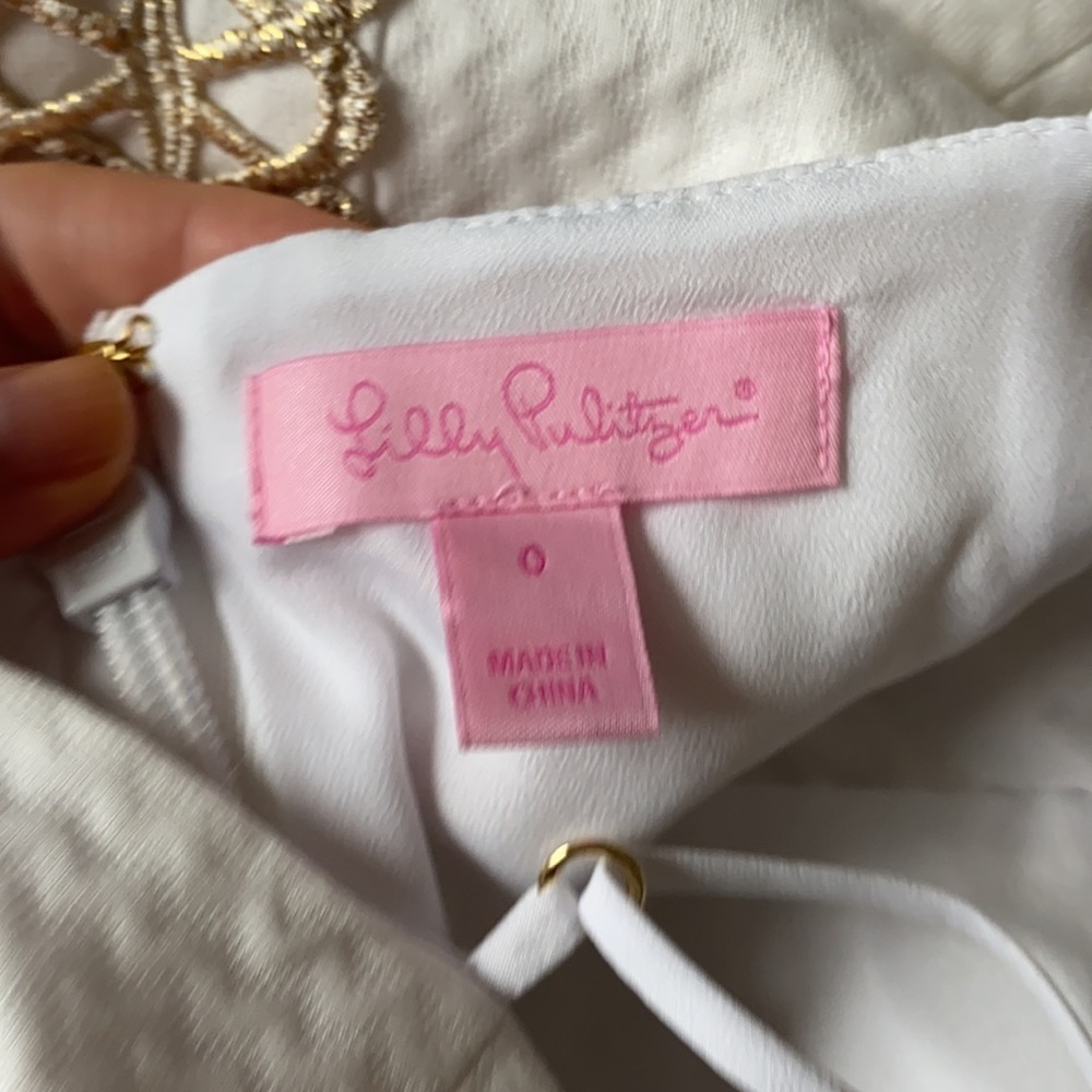 NWOT Lilly Pulitzer Trista White Gold Lace-Up Mini Dress Size 0 - Picture 5 of 7